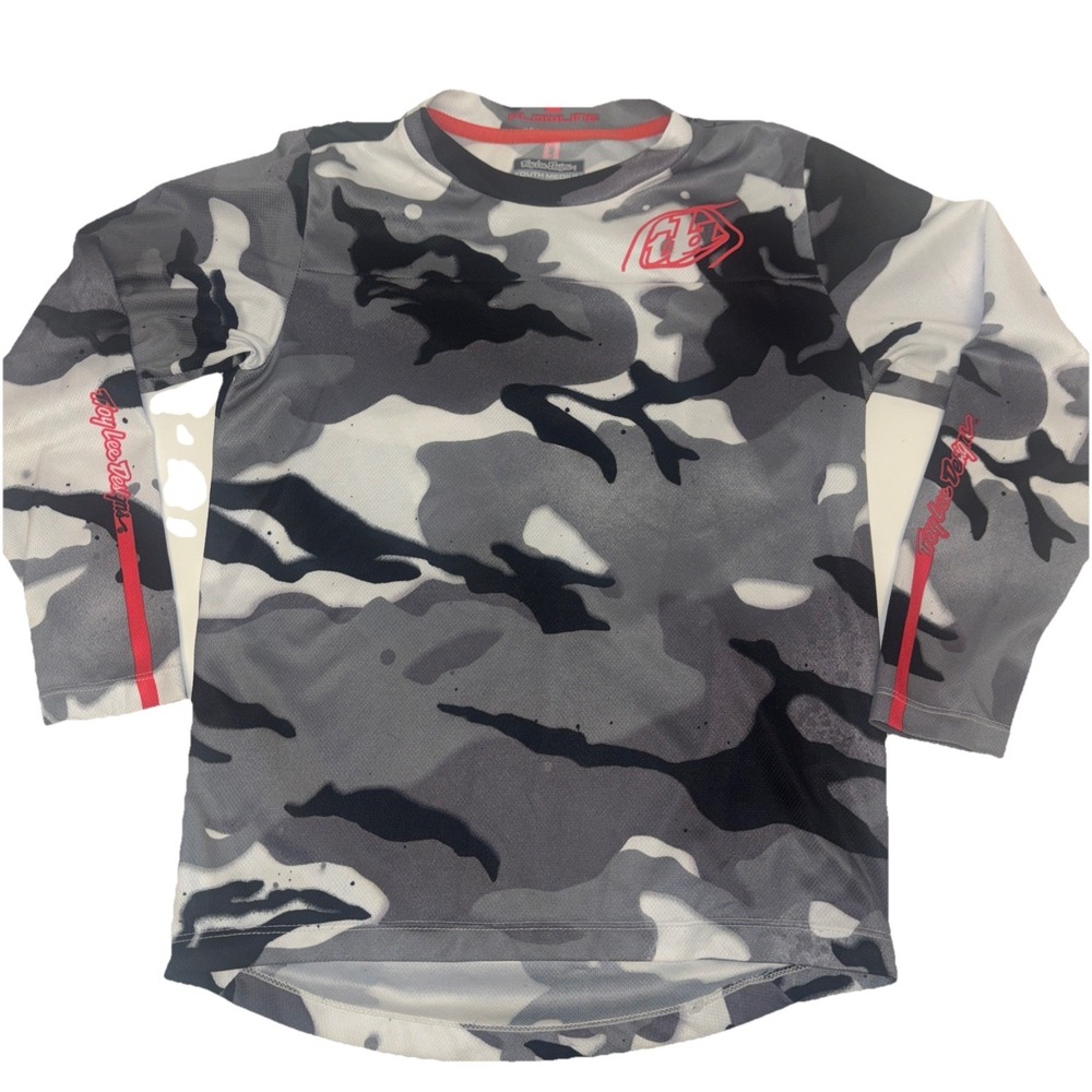 Troy Lee Designs Flowline Youth Sz M Jersey Grey Camo Long Sleeve MTB BMX Shirt‎